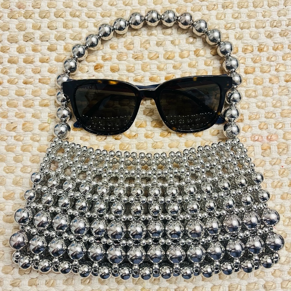 Mirrorball Silver Beaded Shoulder Bag – Valentine’s Night Out - Picture 3 of 7